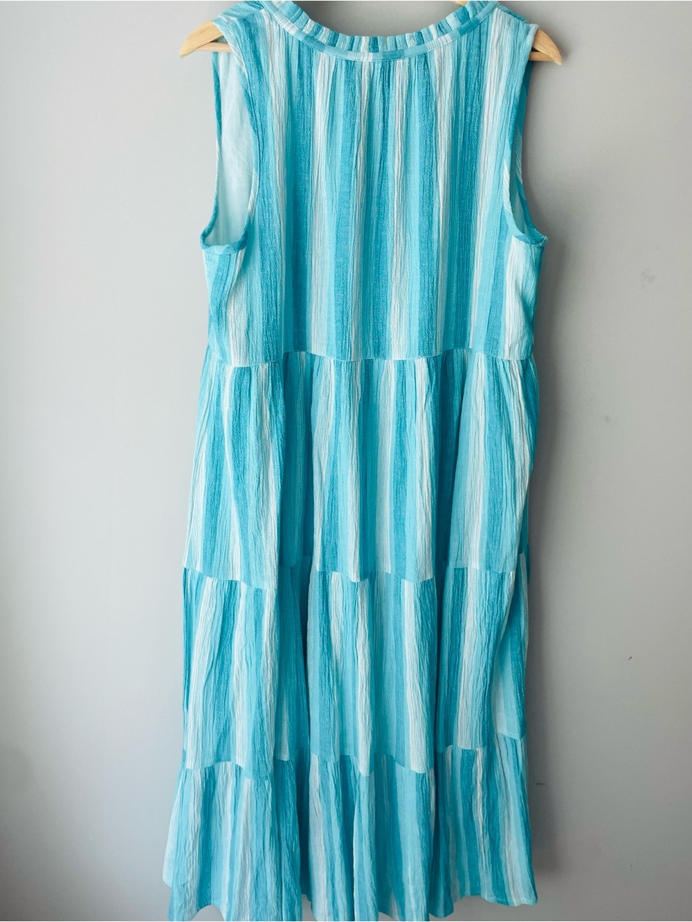 Tuckernuck Salty Paloma Aquamarine Striped Tiered Midi Dress NWOT - Picture 9 of 10